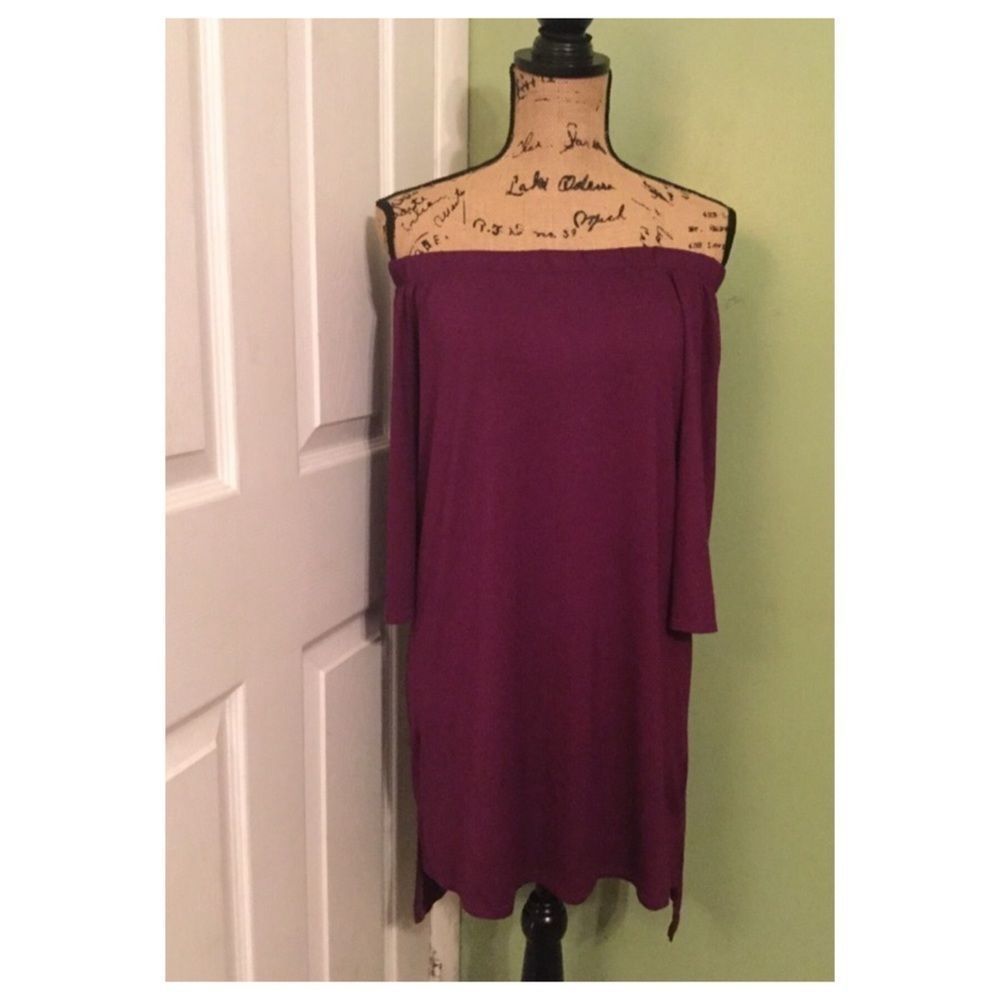 Stunning Purple Strapless 3/4 Sleeve Dress